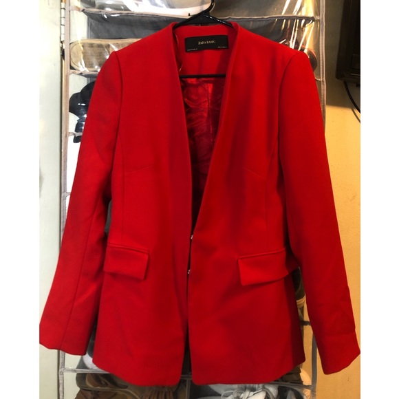 zara red blazer